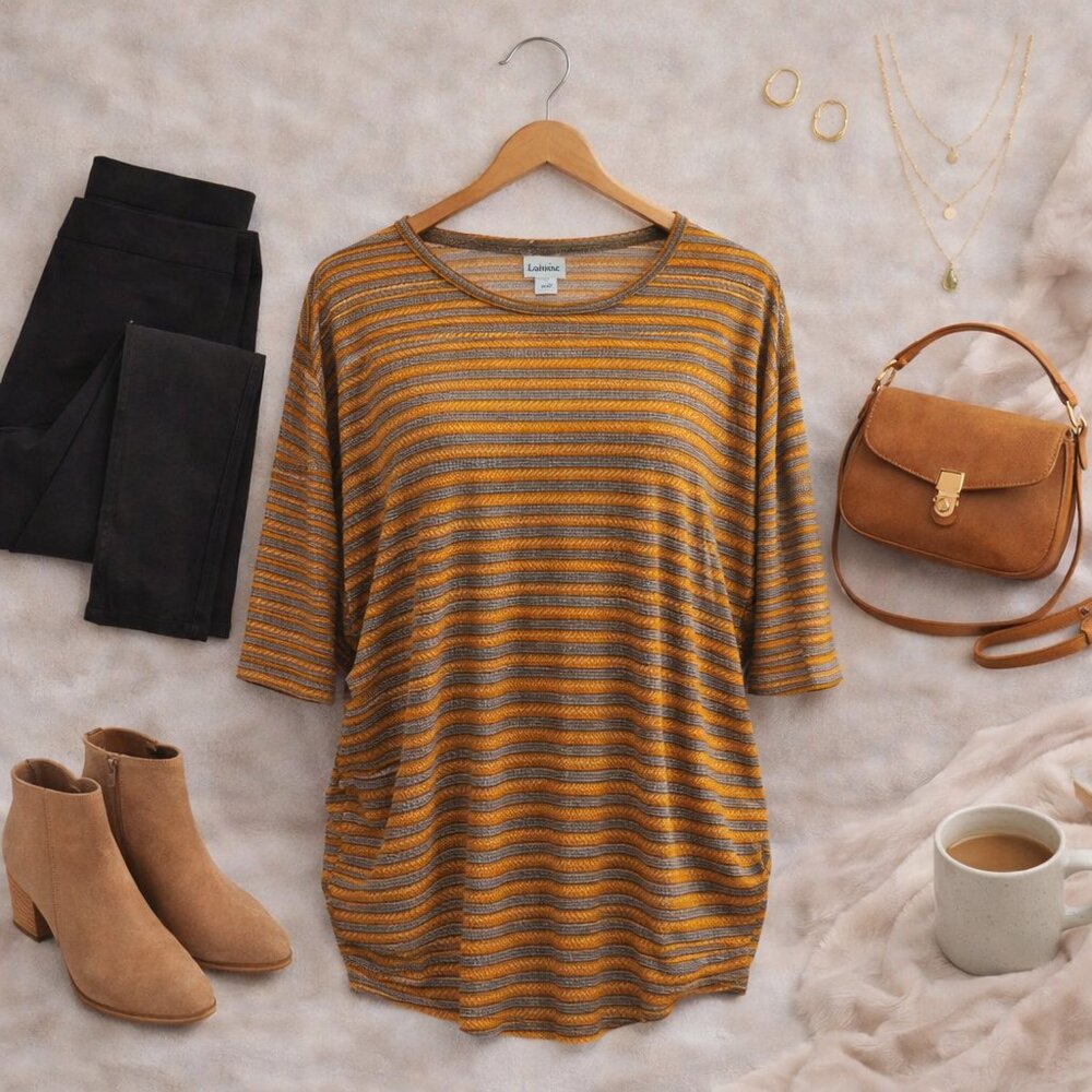 💚 LuLaRoe Striped Oversized Tunic Dress Size M
